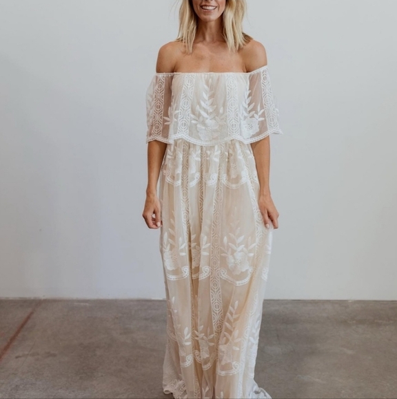 Baltic Born Leon Off-Shoulder Lace Dress Size Large - Picture 1 of 15